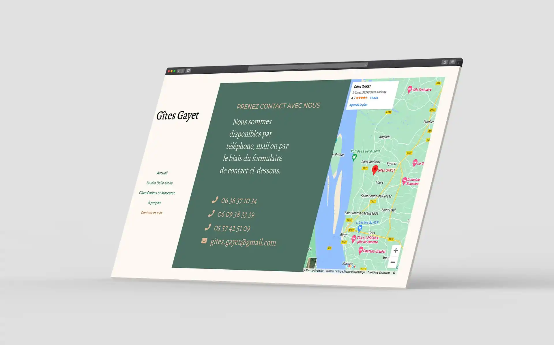 Gites Gayet page contact